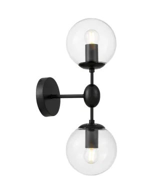 LAMPA ŚCIENNA KINKIET LOFTOWY PRZEZROCZYSTO-CZARNY ZODIAK W2