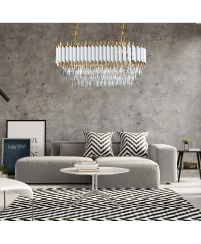 KLASYCZNY ŻYRANDOL KRYSZTAŁOWY BIAŁO-ZŁOTY MAZINI PRO