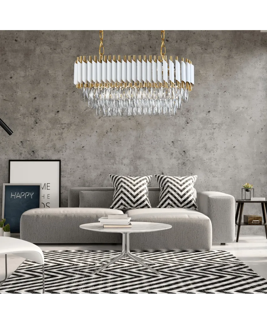 KLASYCZNY ŻYRANDOL KRYSZTAŁOWY BIAŁO-ZŁOTY MAZINI PRO