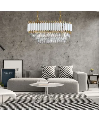 KLASYCZNY ŻYRANDOL KRYSZTAŁOWY BIAŁO-ZŁOTY MAZINI PRO