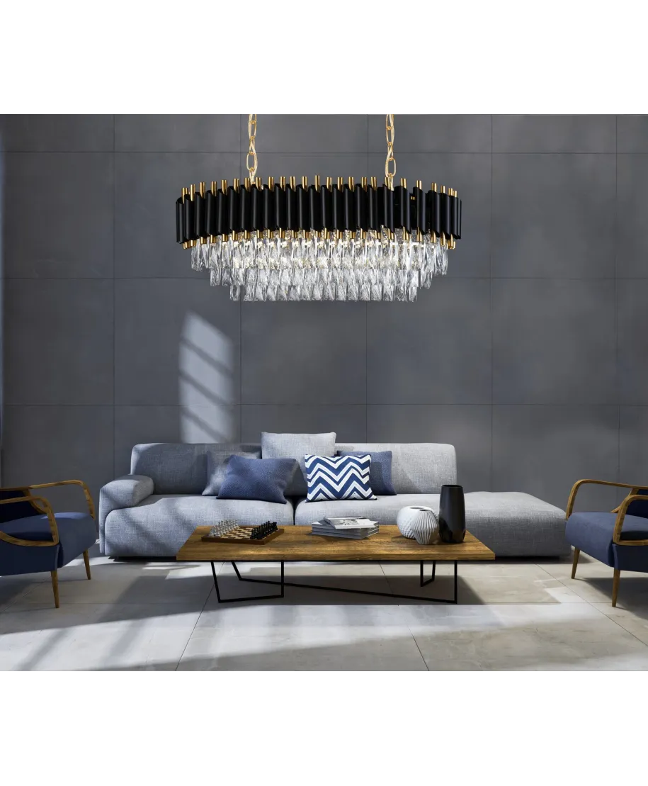 KLASYCZNY ŻYRANDOL KRYSZTAŁOWY CZARNO-ZŁOTY MAZINI PRO