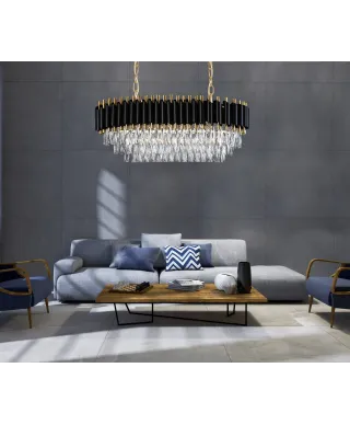 KLASYCZNY ŻYRANDOL KRYSZTAŁOWY CZARNO-ZŁOTY MAZINI PRO