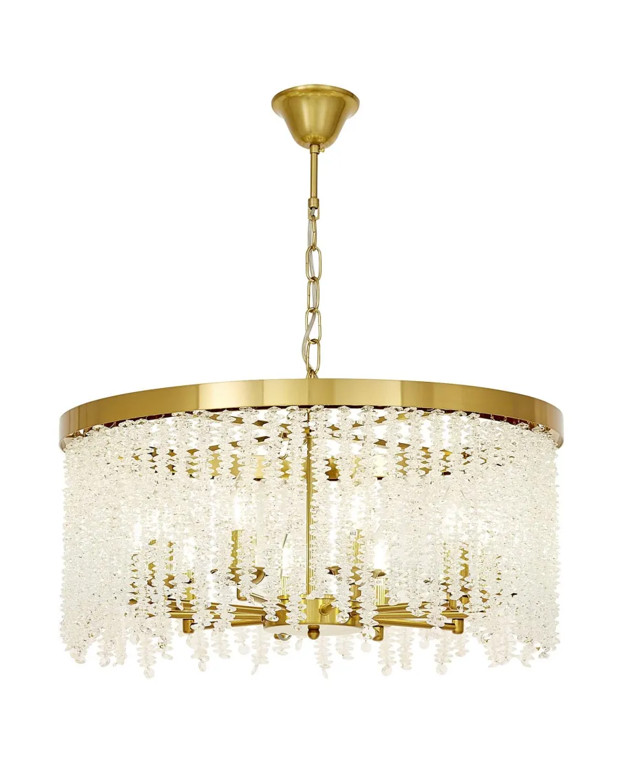 NOWOCZESNY ŻYRANDOL KRYSZTAŁOWY MOSIĘŻNY BALMENA D60