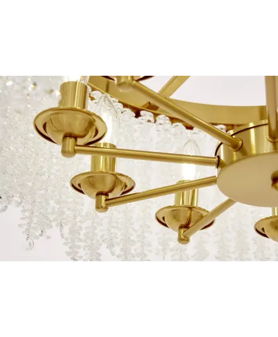 NOWOCZESNY ŻYRANDOL KRYSZTAŁOWY MOSIĘŻNY BALMENA D60