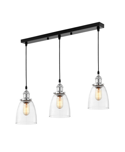 POTRÓJNA LAMPA WISZĄCA LOFT CHROMOWANA FABI W3 PRO