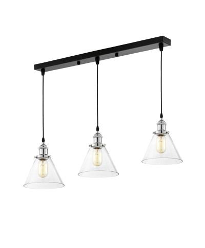 POTRÓJNA LAMPA WISZĄCA LOFT CHROMOWANA NUBI W3 PRO