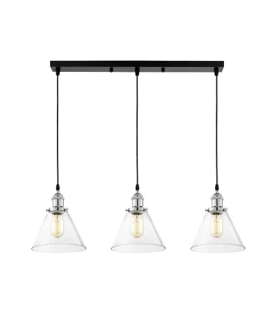 POTRÓJNA LAMPA WISZĄCA LOFT CHROMOWANA NUBI W3 PRO