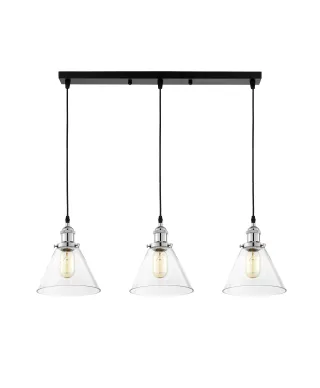 POTRÓJNA LAMPA WISZĄCA LOFT CHROMOWANA NUBI W3 PRO