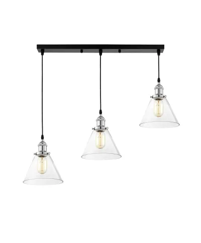 POTRÓJNA LAMPA WISZĄCA LOFT CHROMOWANA NUBI W3 PRO