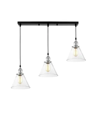 POTRÓJNA LAMPA WISZĄCA LOFT CHROMOWANA NUBI W3 PRO