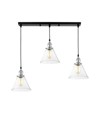 POTRÓJNA LAMPA WISZĄCA LOFT CHROMOWANA NUBI W3 PRO
