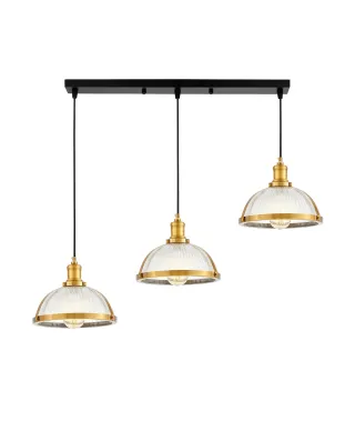 POTRÓJNA LAMPA WISZĄCA LOFT MOSIĘŻNA BRICO W3 PRO