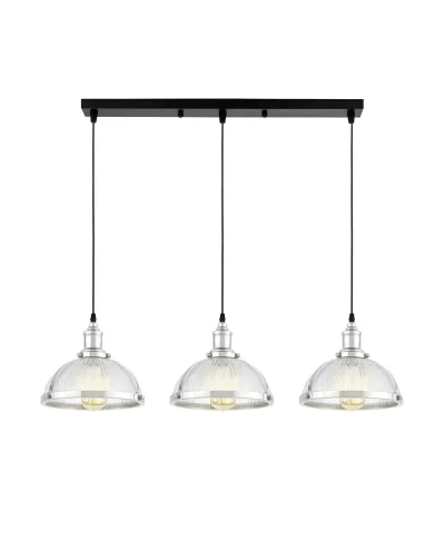 POTRÓJNA LAMPA WISZĄCA LOFT CHROMOWANA BRICO W3 PRO