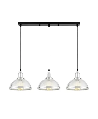 POTRÓJNA LAMPA WISZĄCA LOFT CHROMOWANA BRICO W3 PRO