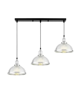 POTRÓJNA LAMPA WISZĄCA LOFT CHROMOWANA BRICO W3 PRO