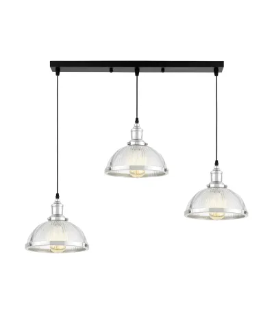 POTRÓJNA LAMPA WISZĄCA LOFT CHROMOWANA BRICO W3 PRO