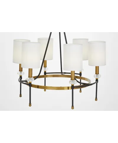 NOWOCZESNY ŻYRANDOL KRYSZTAŁOWY CZARNO-MOSIĘŻNY RODEZIO W6