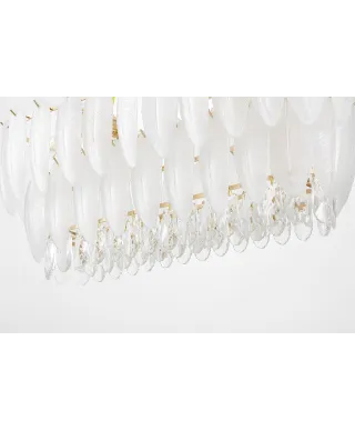 NOWOCZESNY ŻYRANDOL KRYSZTAŁOWY BIAŁO-ZŁOTY CAVALINI PRO