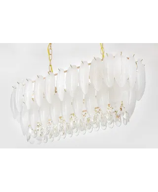 NOWOCZESNY ŻYRANDOL KRYSZTAŁOWY BIAŁO-ZŁOTY CAVALINI PRO