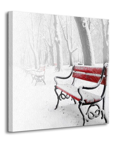 Czerwona Ławka, w śniegu - Obraz na płótnie
