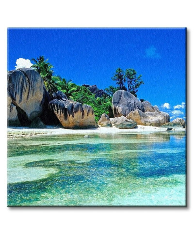 Obraz do salonu - Seychelles, plaża - 40x40 cm