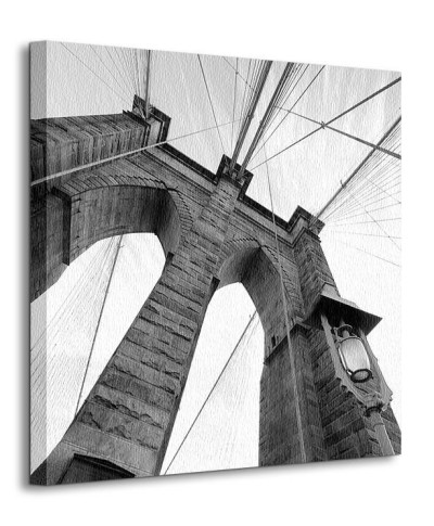 Obraz na płótnie - Brooklyn Bridge Wide Angle 3 - 40x40 cm
