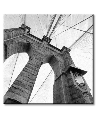 Obraz na płótnie - Brooklyn Bridge Wide Angle 3 - 40x40 cm