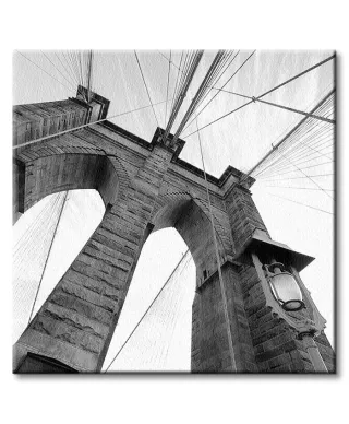 Obraz na płótnie - Brooklyn Bridge Wide Angle 3 - 40x40 cm