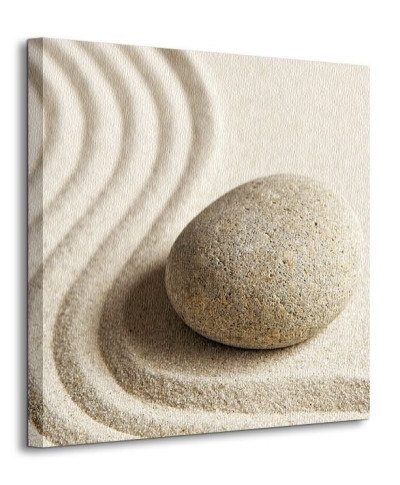 Kamień i wzory na piasku - Obraz na płótnie