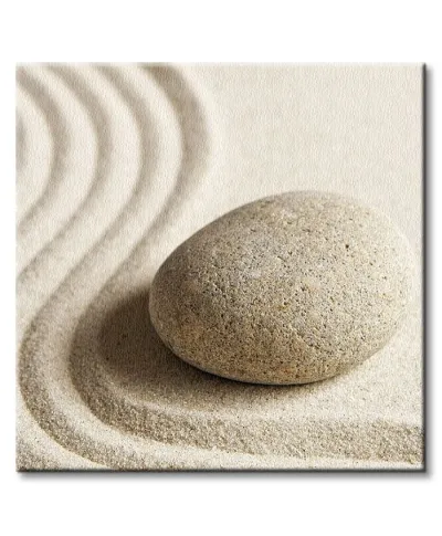 Kamień i wzory na piasku - Obraz na płótnie