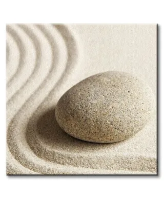 Kamień i wzory na piasku - Obraz na płótnie
