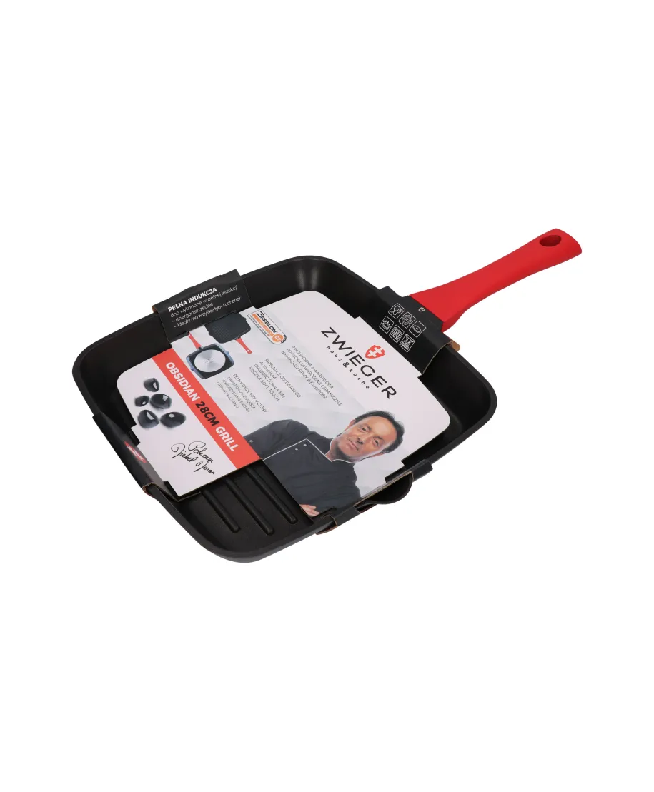 ZWIEGER OBSIDIAN Patelnia 28cm grillowa non-stick