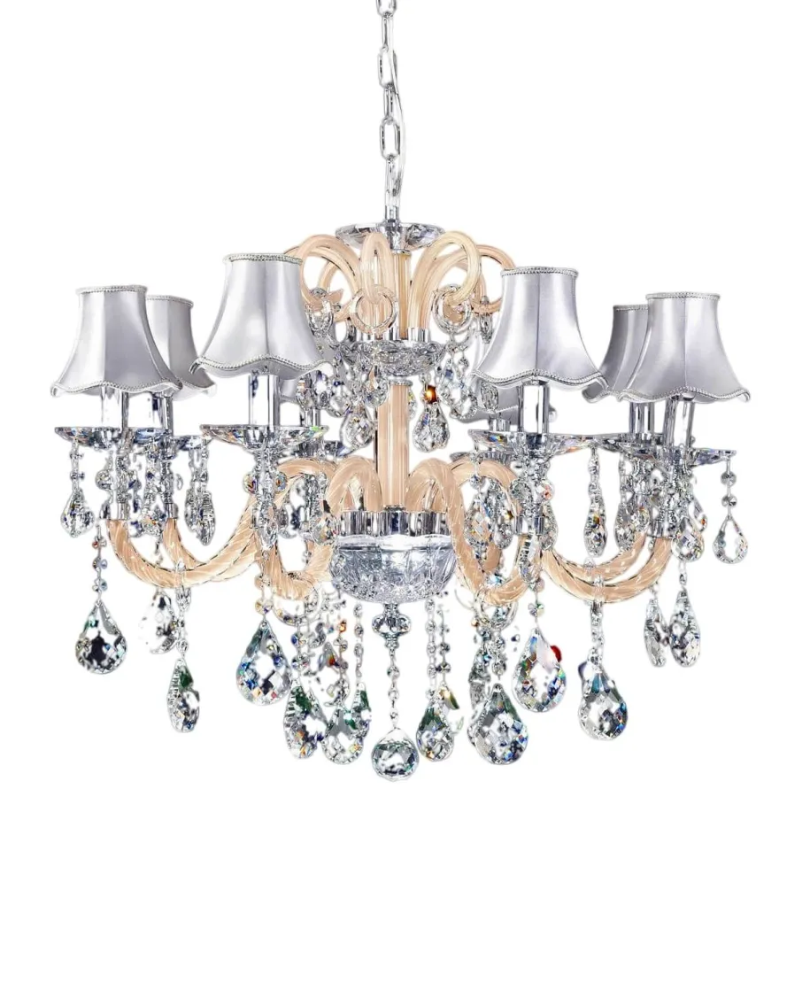 KLASYCZNY ŻYRANDOL KRYSZTAŁOWY SREBRNY DENICA W8