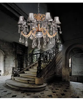 KLASYCZNY ŻYRANDOL KRYSZTAŁOWY SREBRNY DENICA W8