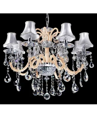 KLASYCZNY ŻYRANDOL KRYSZTAŁOWY SREBRNY DENICA W8