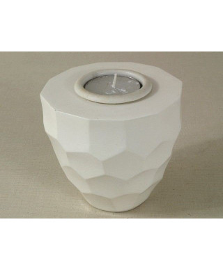 Świecznik - Biały - Drewniany - 10x9cm