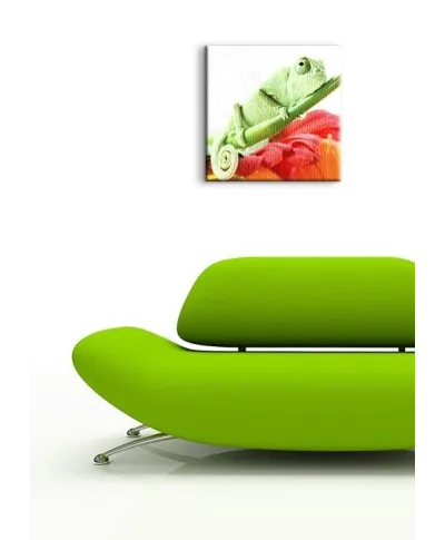 Kameleon na kwiatku - Obraz na płótnie