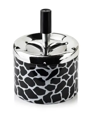 ASHLEY Popielniczka 9,3xh12cm cętki czarno-białe
