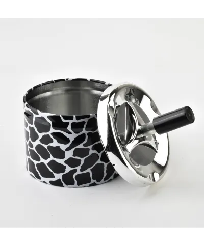 ASHLEY Popielniczka 9,3xh12cm cętki czarno-białe