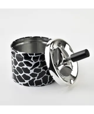 ASHLEY Popielniczka 9,3xh12cm cętki czarno-białe