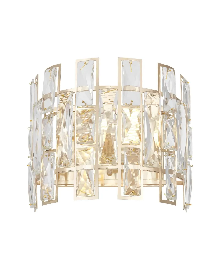LAMPA ŚCIENNA KINKIET KRYSZTAŁOWY ZŁOTY FLORINA W2