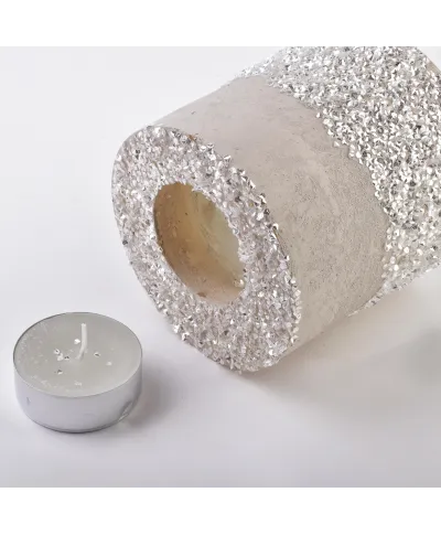 ŚWIECA LAMPION WALEC 120X120 DIAMENT LEN BIAŁY