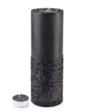 ŚWIECA LAMPION WALEC 120X360 DIAMENT CZARNY CZARNY