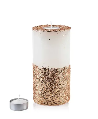 ŚWIECA LAMPION WALEC 120X240 DIAMENT BIAŁY ZŁOTE KRYSZTAŁKI