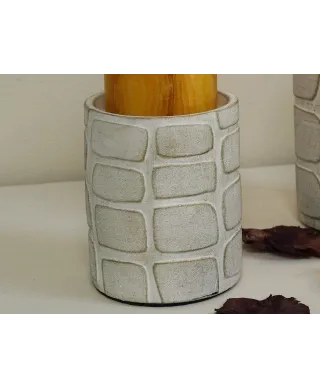 Świecznik - Biały - Ceramiczny - 10x12cm