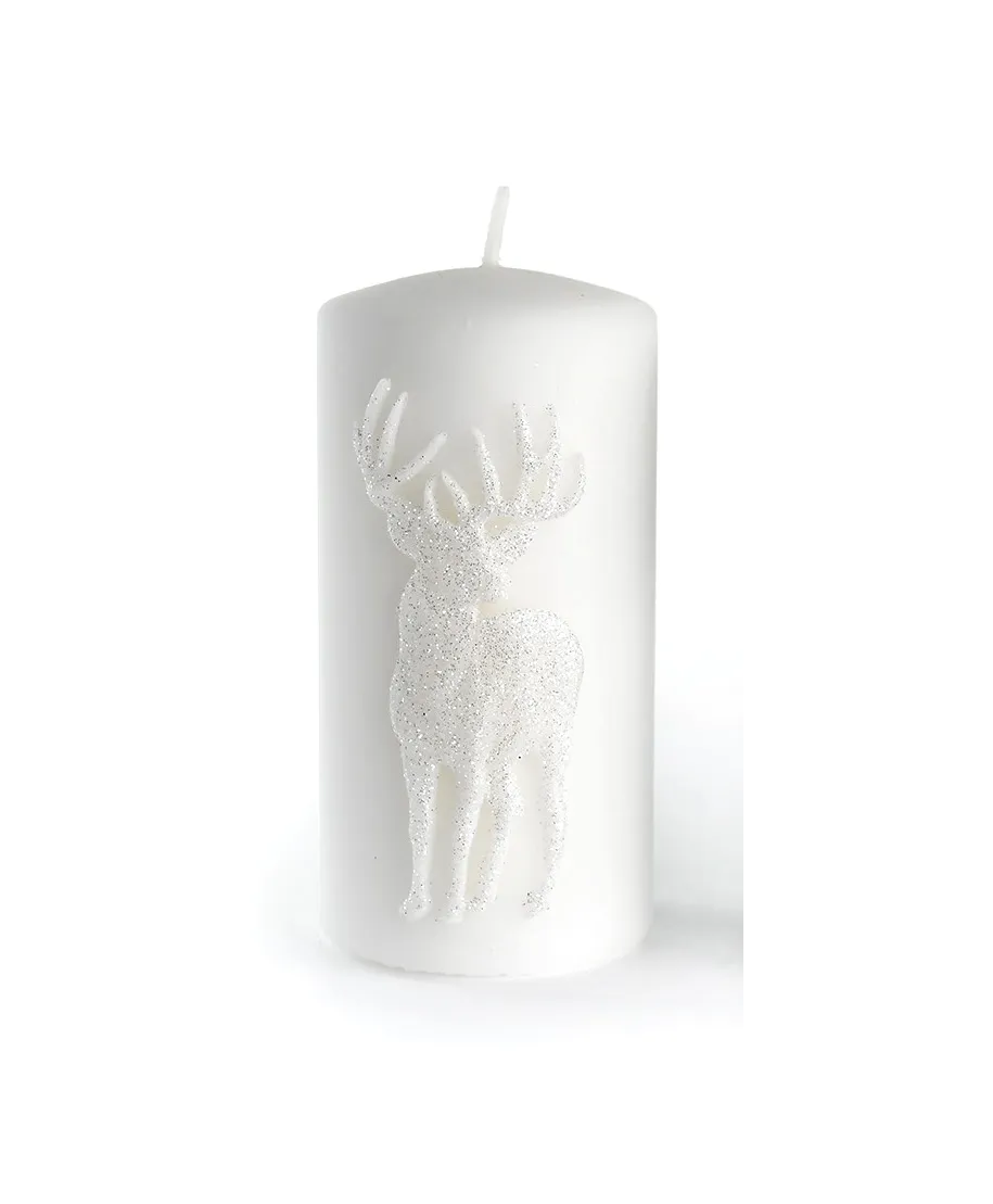 Świeca JELEŃ ALP walec duży parafinowa 7xh18cm BIAŁA