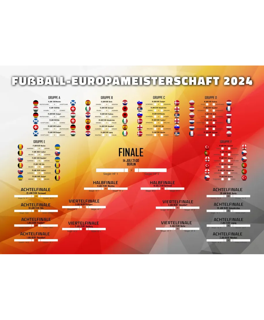 Tabela Rozgrywek Euro 2024 - Plakat W Wersji Niemieckiej