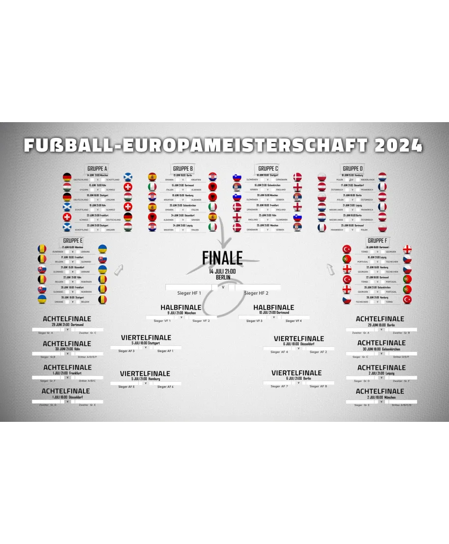 Euro 2024 Terminarz Rozgrywek - plakat w wersji niemieckiej