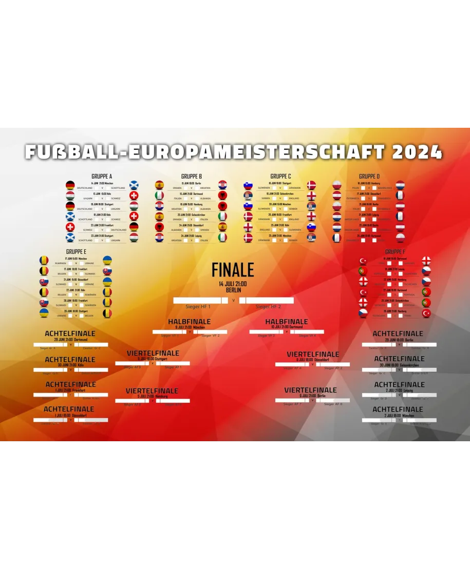 Euro 2024 Terminarz Rozgrywek - plakat w wersji niemieckiej