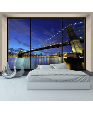 Fototapeta na ścianę - Brooklyn Bridge nocą (window) - 366x254 cm